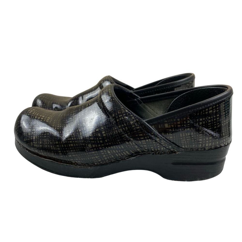 Dansko Black Patent Clog Mules